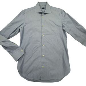 Boggi Milano Dress Shirt Mens 15 Blue Custom Fit Long Sleeve Button Down